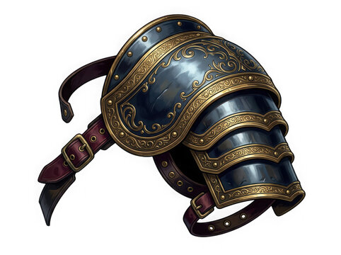 Ornate medieval armor shoulder pauldron isolated on transparent background