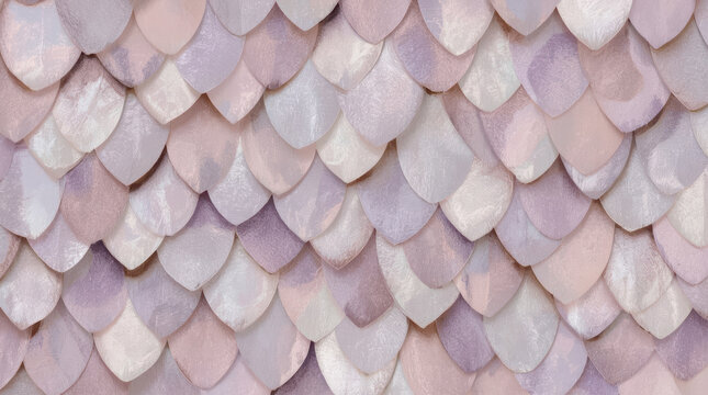 Pastel scale pattern with pearlescent texture creates soft, elegant repeating background