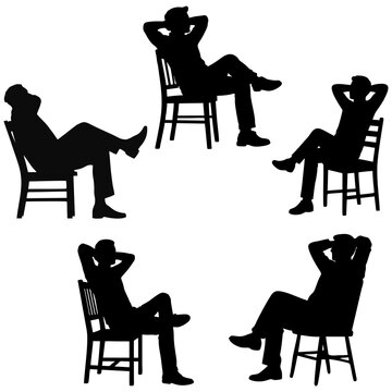 COLLECTION OF SILHOUETTES OF MEN SITTING IN CHAIRS