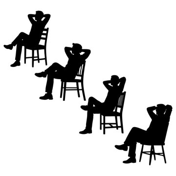 COLLECTION OF SILHOUETTES OF MEN SITTING IN CHAIRS