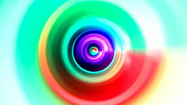 カラフルな光が放射状に広がる未来的な空間の抽象ループ動画