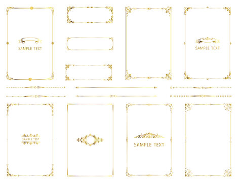 gold ornate vector frames and borders set for decorative design elements and accents
