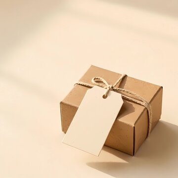 Minimal Kraft Gift Box with Blank Paper Tag