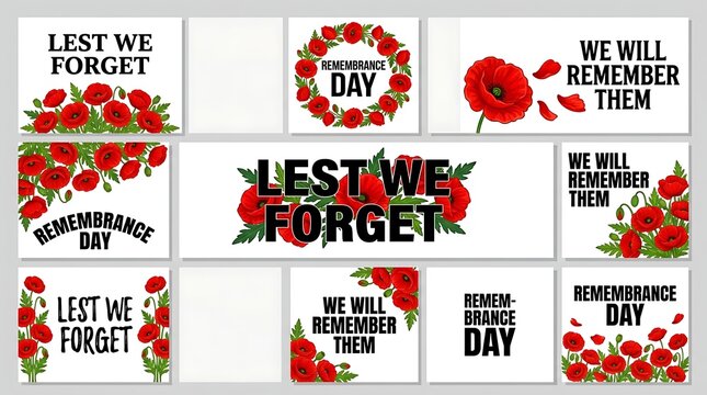 Honoring remembrance and veterans a collection of poppies and messages of respectful remembrance