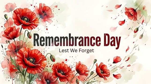 Honoring sacrifice a remembrance day tribute with vibrant red poppies and a message of 'lest we forget'