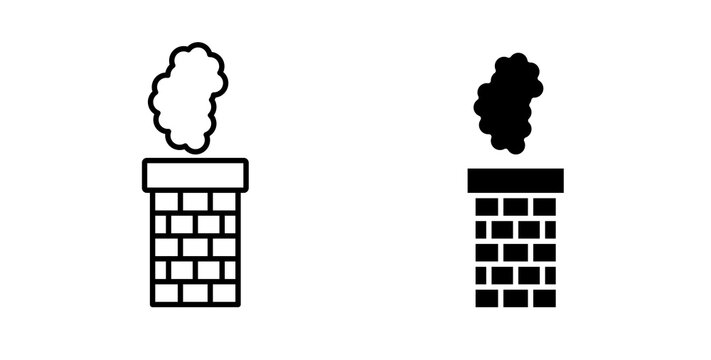 Chimney smoke icon flat outline in black