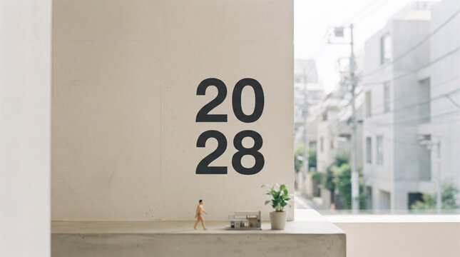 壁に「2028」の文字を配したコンセプトイメージ