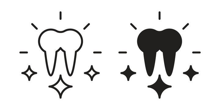 Clean teeth icon flat outline in black