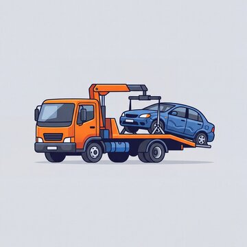 Modern Vector Illustration of a Tow Truck Towing a Stalled Car
