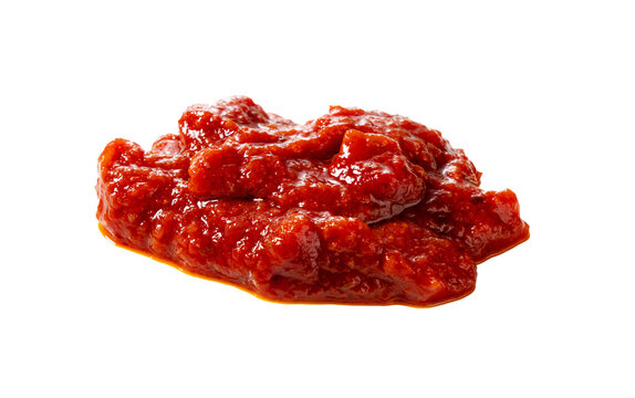 Portion of tomato sauce paste isolated on transparent background