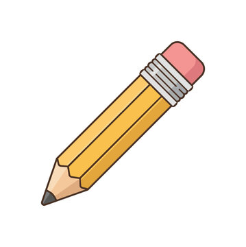 Simple Yellow Pencil with Pink Eraser Illustration.