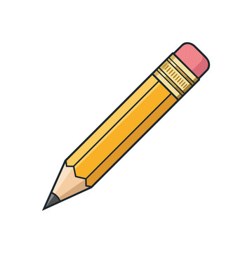 A simple yellow pencil with a pink eraser and sharpened tip.