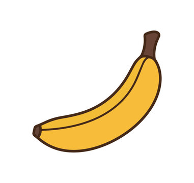 Simple Yellow Banana Fruit Illustration Isolated on White.