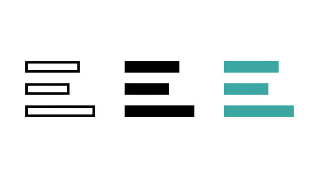 Left alignment text format button icon set for user interface design with alignment