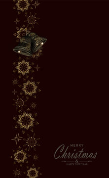 Merry Christmas 2027. An isolated gold garland with snowflakes and bells