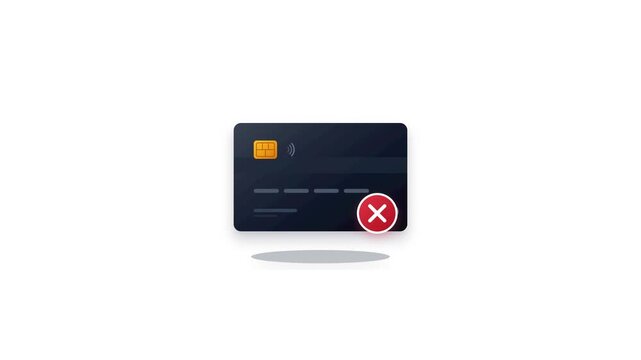 Credit card payment failure icon with red declined badge