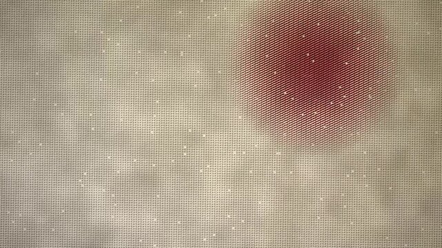 Seamless loop beige and red abstract background with a moving grid layer and an independent red spot