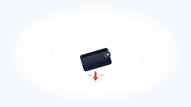 Negative cash flow with coins leaving wallet and downward arrow