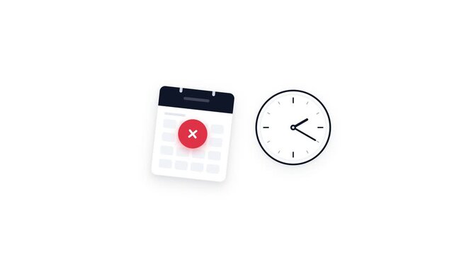Rejected meeting request calendar card moving toward clock icon