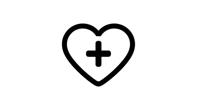 Heart with plus sign symbol isolated transparent background