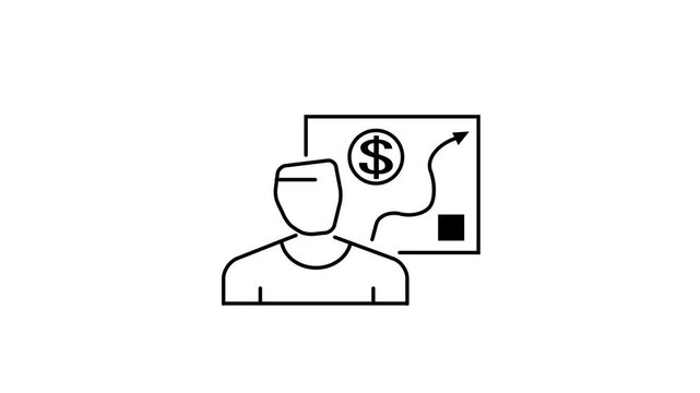 Speaker presenter growth curve chart icon animation