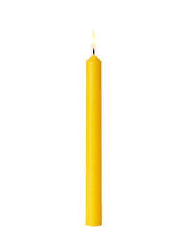 transparent png of a yellow taper candle with a flame