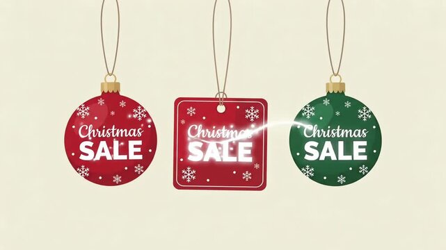 Christmas Sale Discount Promo Hanging Price Tag Ornament 2D Animation Motion Graphic Background Loop
