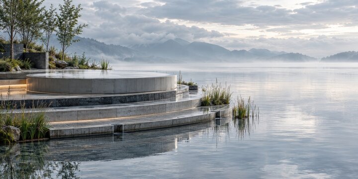 Elevated Concrete Product Stage Above Shallow Flood Retention Water