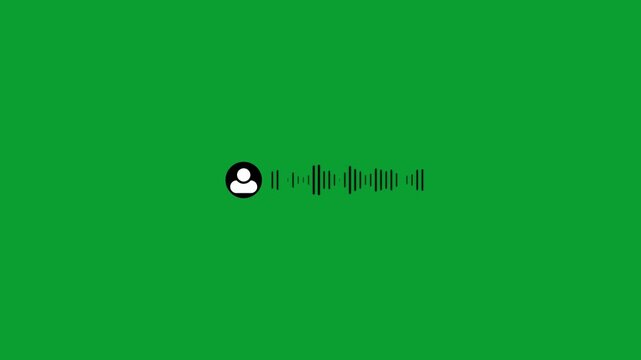 colling icon with user icon and audio waves. Visualization of audio sound waves surrounding a person icon. Audio sounds wave with man icon concepts on green background.