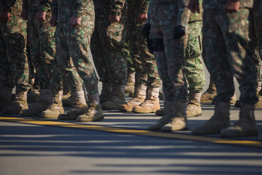 Romanian army soldiers during a military ceremony.