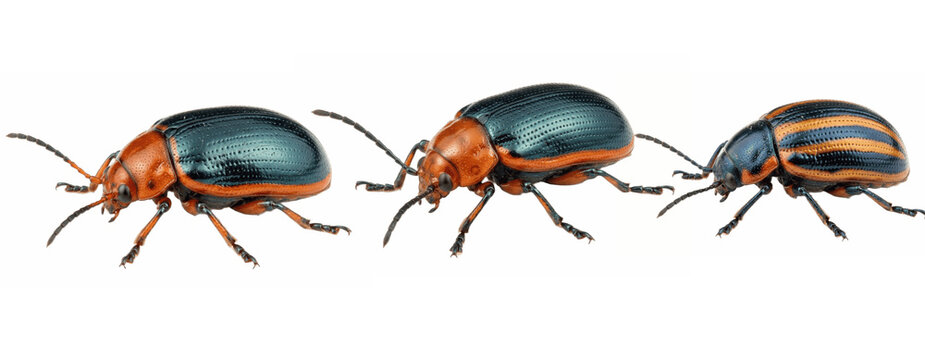 Acacia leaf beetle isolated on transparent background with three variations