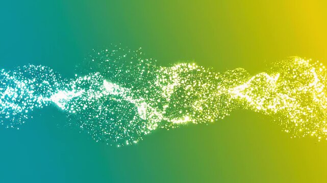 Luminous particles forming a bright horizontal band, suggesting digital connection and signal transmission.