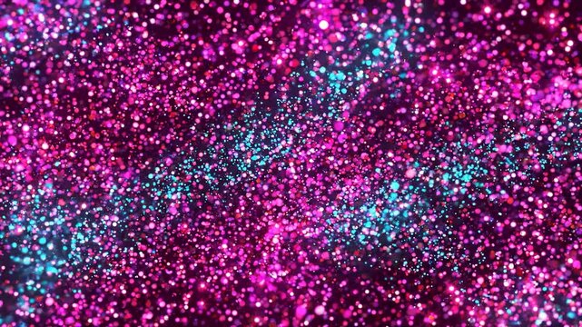 Glittering bokeh stars forming a cosmic nebula, with sparkling points and soft luminous clusters scattered across the frame.