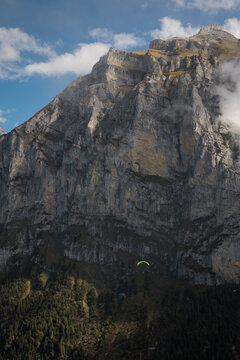 Beautiful view to alpine mountains and clouds from M&uuml;rren