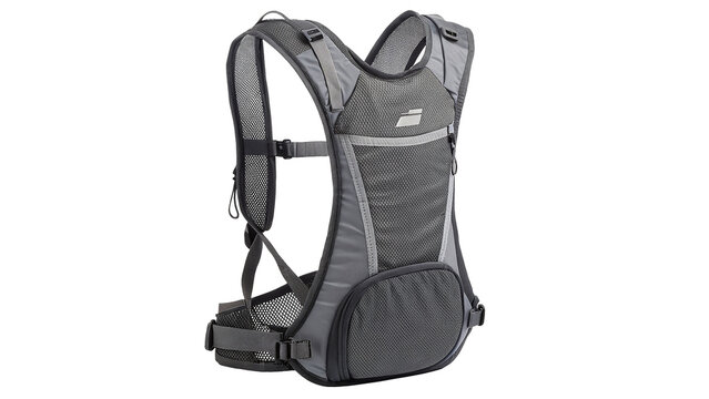 Ergonomic outdoor sports hiking backpack bag with shoulder straps isolated on transparent background.