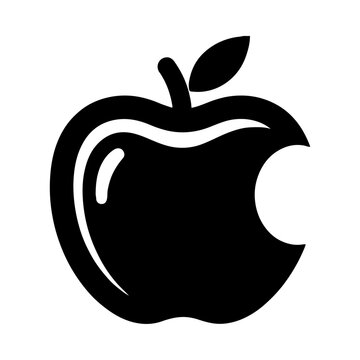 Black Silhouette of an Apple with Bite Mark