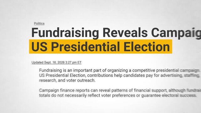 US Presidential Elections highlighted word in headline on white background. US Congressional Elections, Voting, Election Campaign, Political News, Voters and Democracy. 4k animation footage