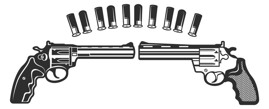 Retro guns black badge. Vintage weapon club