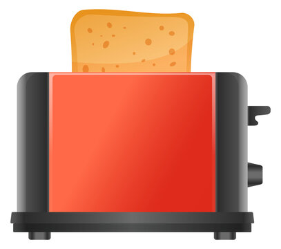 Toaster with fresh roasted bread slice realistic icon