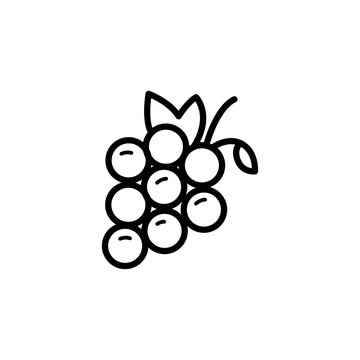 Minimalist bold line icon of a fresh grape cluster isolated on white background.
