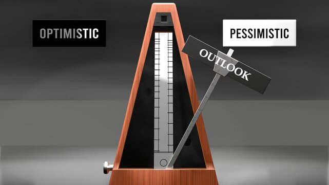 Outlook cycles between optimistic and pessimistic. Visualizing a repeated pattern of outlook that swings between extremities: optimistic and pessimistic. Made by humans for humans.