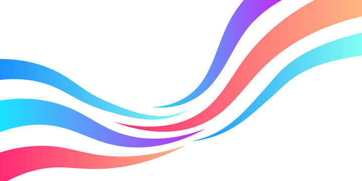 Colorful wavy lines background with abstract fluid motion and vibrant gradient curved ribbon. Vector illustration