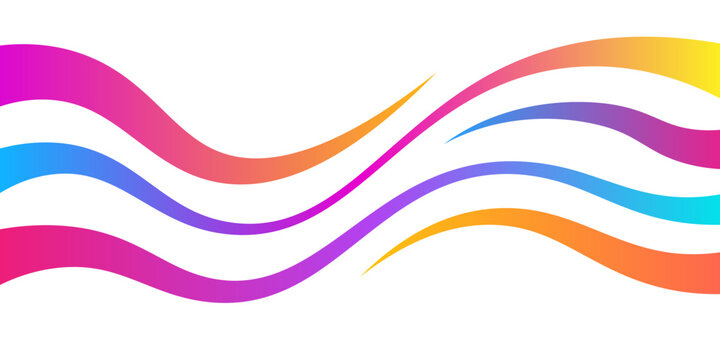 Abstract colorful wave ribbon with curved lines. Gradient background. Vector illustration