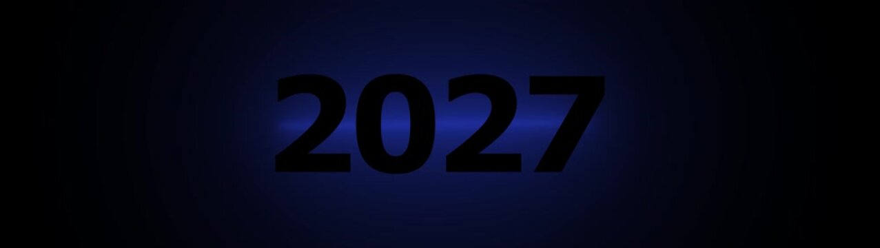 2027 new year countdown concept, dark blue abstract background, with glowing digital, numbers for future, planning and business, strategy presentations