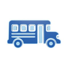3D glossy blue school bus icon for education transportation and student commute concept isolated on a transparent background © Sana