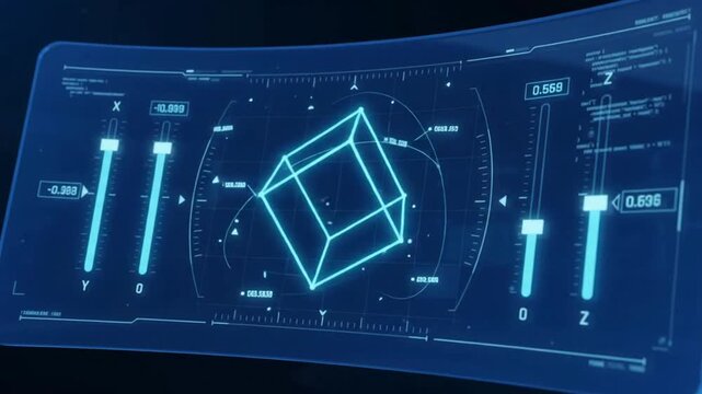 Spatial UI kit interface showing digital control panel elements on dark background screen