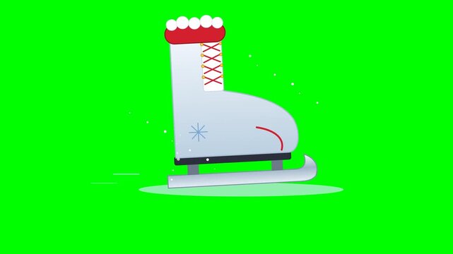 Ice skates illustration pattern on green screen background