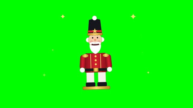 Toy nutcracker soldiers pattern on a bright green background