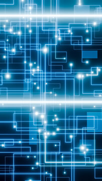 Abstract digital circuit with glowing blue lines representing