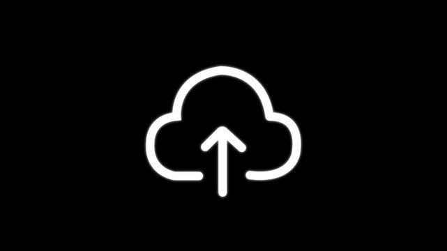 Minimalist cloud upload icon animation: digital data transfer and network sync concept